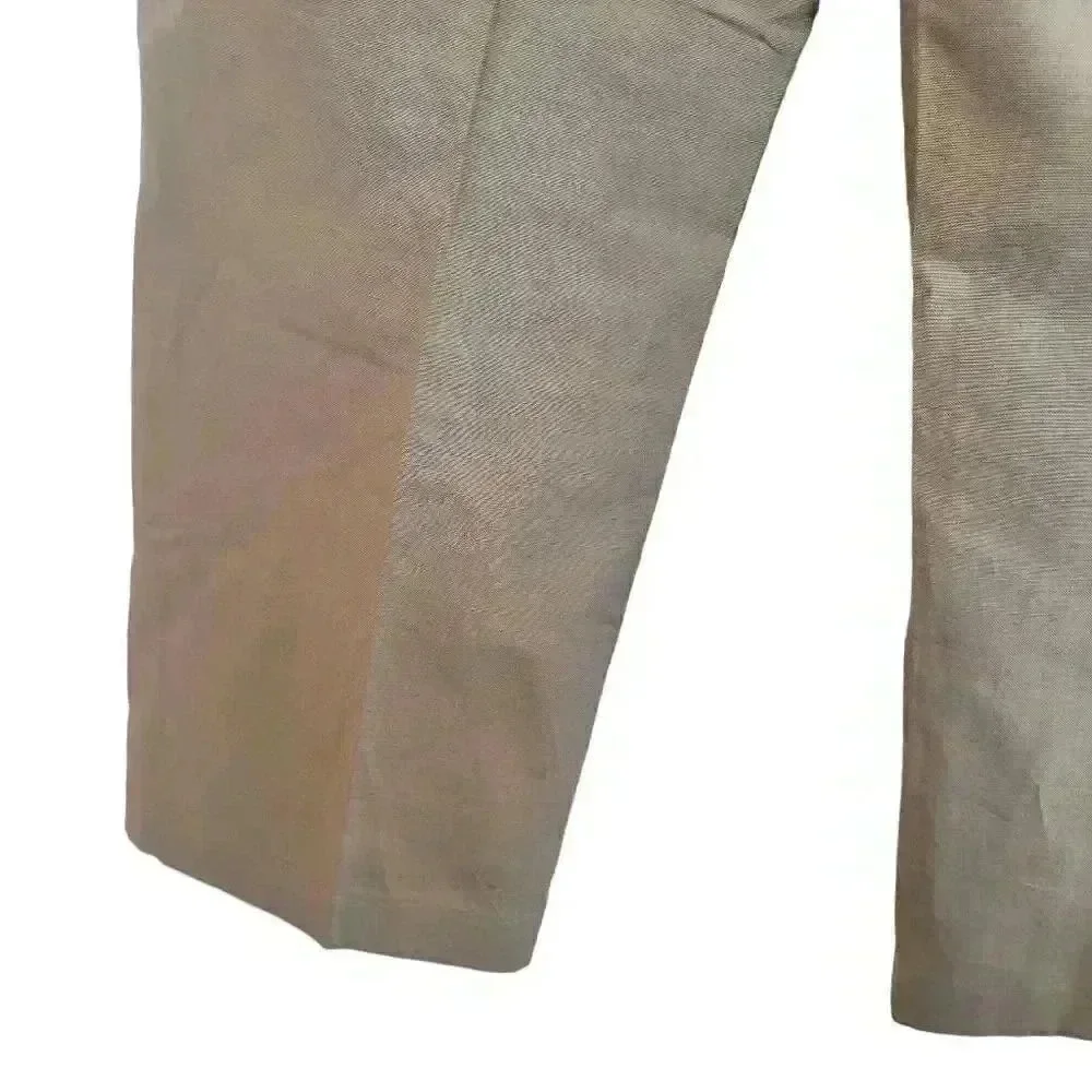 Banana Republic Men's Tan Linen/Cotton Dawson Flat Front Relaxed Leg Lower Waist